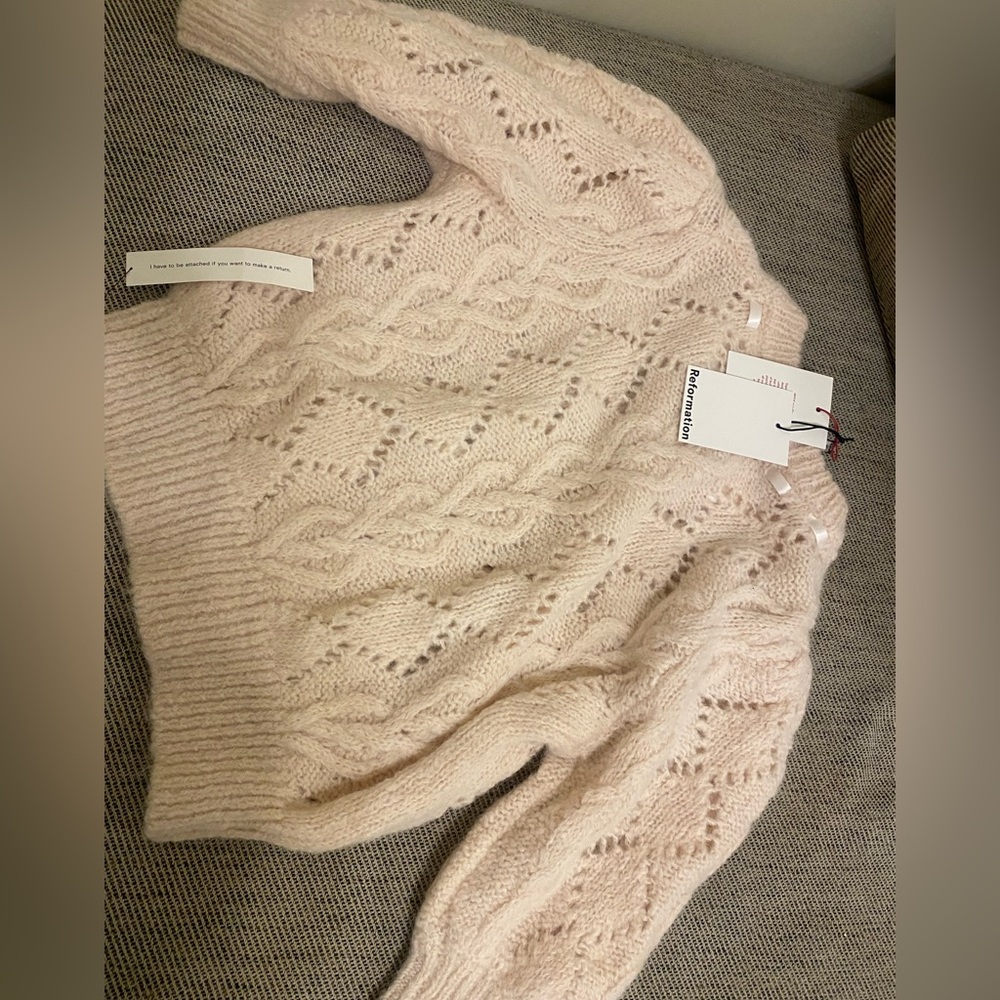 Reformation Soft Pink Cable Knit Sweater
